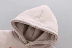 Boys' Thick Hooded Winter Outfit Set (Two Pieces)