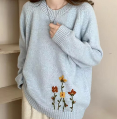 Cute Cat Print Sweater for Middle & High School Girls