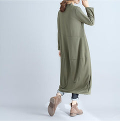 Long Sleeve Lantern Dress with Half High Neck Design