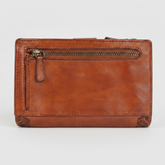 MET Women’s Leather Wallet. Bifold Organizer with Laser-Engraved Floral Details
