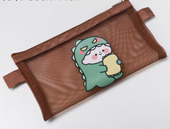 Cartoon Net Gauze Pencil Bag for Primary School Students
