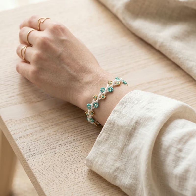 Handcrafted Floral Bracelet Beige