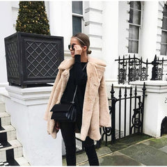Long Fashionable Plush Fur Warm Loose Jacket Winter