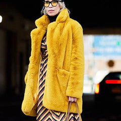 Long Fashionable Plush Fur Warm Loose Jacket Winter
