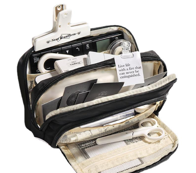 Triple School Pencil Case - Black Color (Single Item)