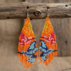 Orange Sky Dancer Beaded Earrings