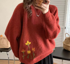 Cute Cat Print Sweater for Middle & High School Girls