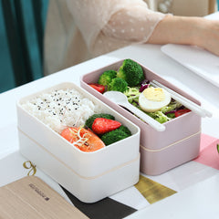 Nordic Style Double-Layer Lunch Box for Work and School