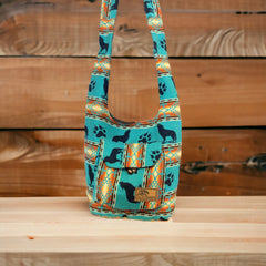 OLDTRIBES™ wolf Turquoise and Orange Black Crossbody Bag