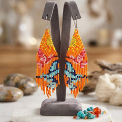 Orange Sky Dancer Beaded Earrings