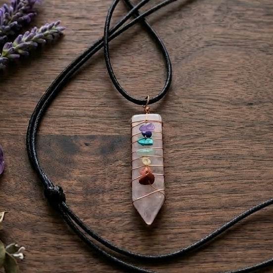 Natural Sword Chakra Unisex  light pink Pendant
