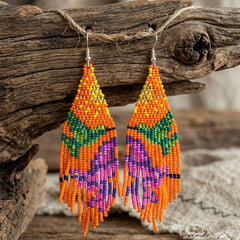 Orange Sky Dancer Beaded Earrings