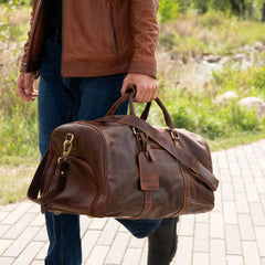 Greenwood Leather Overnight Travel Duffle Bag. Premium Weekender & Gym Companion