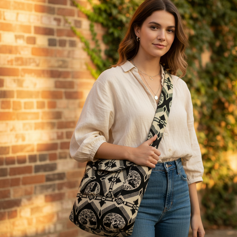 OLDTRIBES™ Black   Tree of live Crossbody Bag