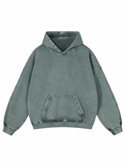 Adenorah Mens Hoodies Pullover Womens Oversized Y2K Fall Acid Wash Plain Cotton Heavyweight Hoodie Vintage Aesthetic Hooded Sweatshirt Green Large