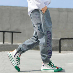 Loose Western Style Jeans for Boys in Primary School