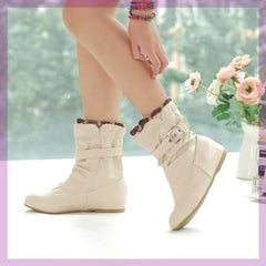 Women's Flat Boots for Middle School Students