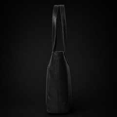 Classic Black Leather Tote Bag