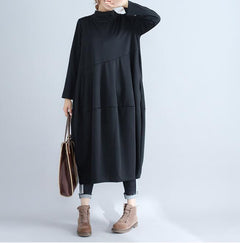 Long Sleeve Lantern Dress with Half High Neck Design