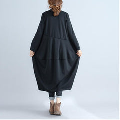 Long Sleeve Lantern Dress with Half High Neck Design