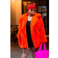 Long Fashionable Plush Fur Warm Loose Jacket Winter