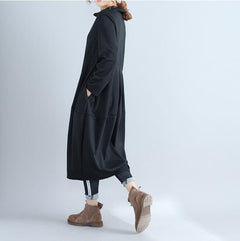 Long Sleeve Lantern Dress with Half High Neck Design